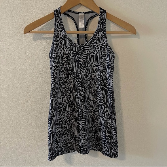 Ivivva Keep Your Cool Racerback Tank Top Black Silver Animal Print Patchwork-10 - Picture 1 of 6